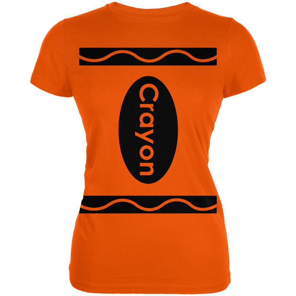 Halloween Crayon Costume Orange Juniors Soft T-Shirt