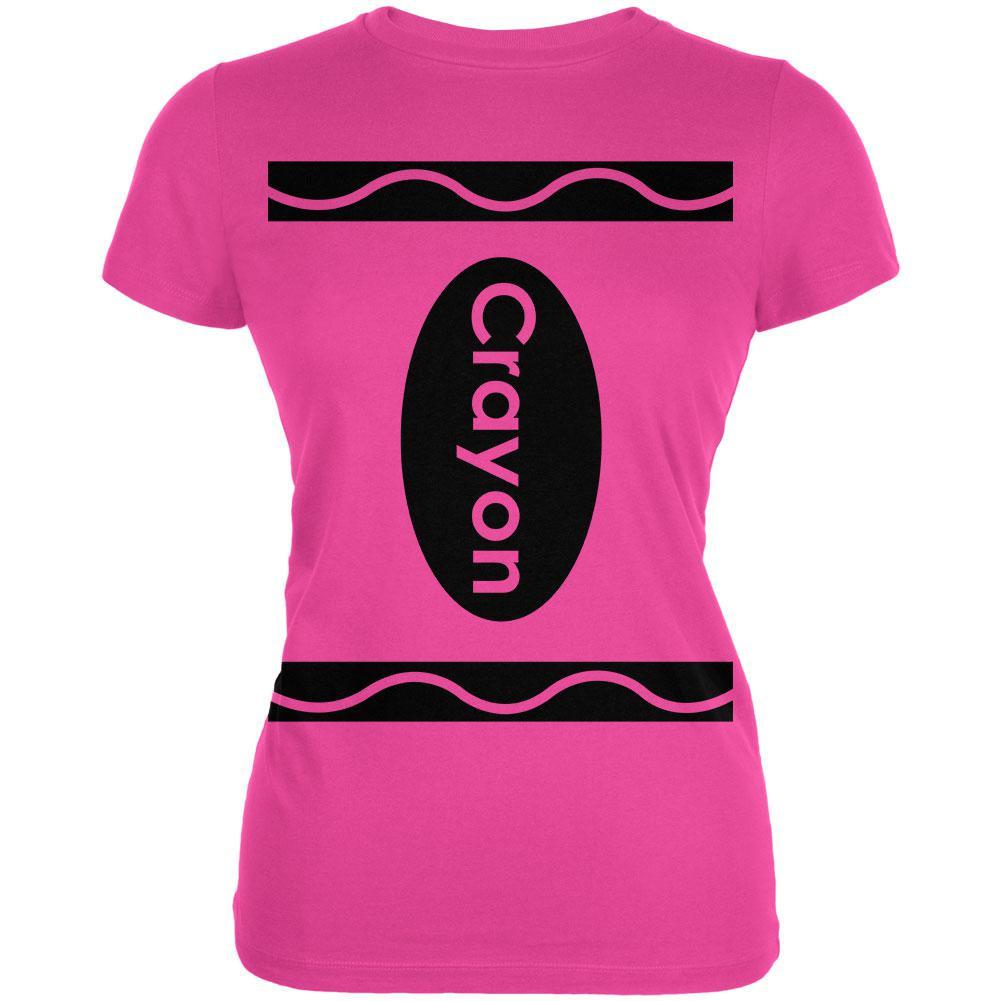 Halloween Crayon Costume Hot Pink Juniors Soft T-Shirt