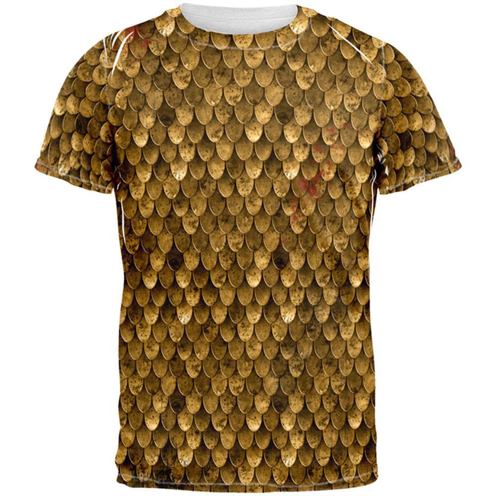 Halloween Battle Damage Bronze Scale Armor Costume All Over Adult T-Shirt