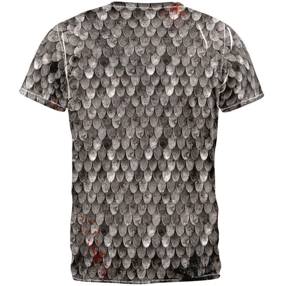 Halloween Battle Damage Steel Scale Armor Costume All Over Adult T-Shirt