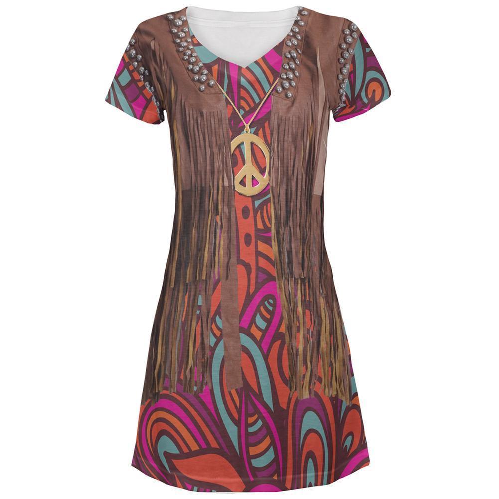 Hippy Costume All Over Juniors V-Neck Dress