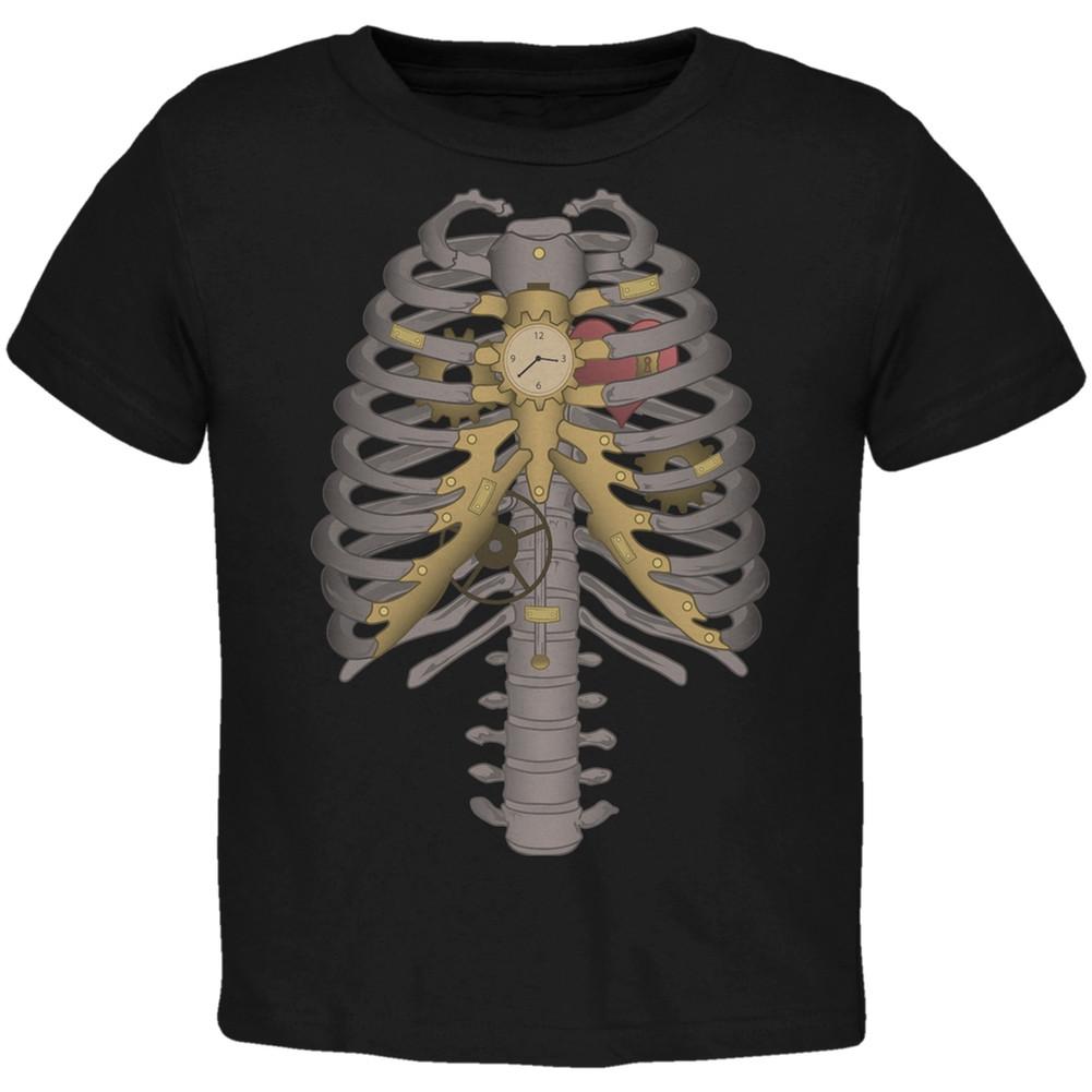 Halloween Steampunk Mechanical Skeleton Costume Black Toddler T-Shirt