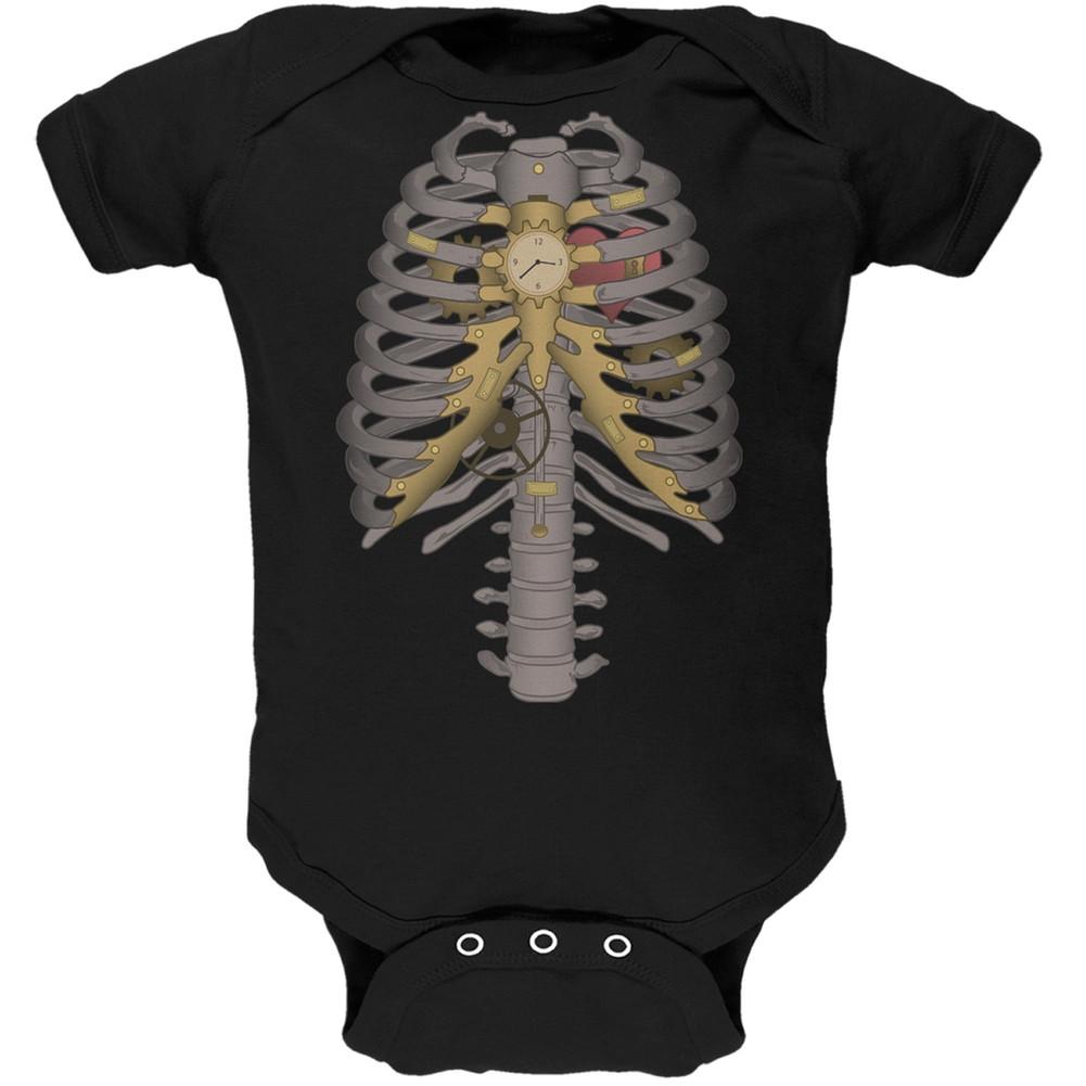 Halloween Steampunk Mechanical Skeleton Costume Black Soft Baby One Piece