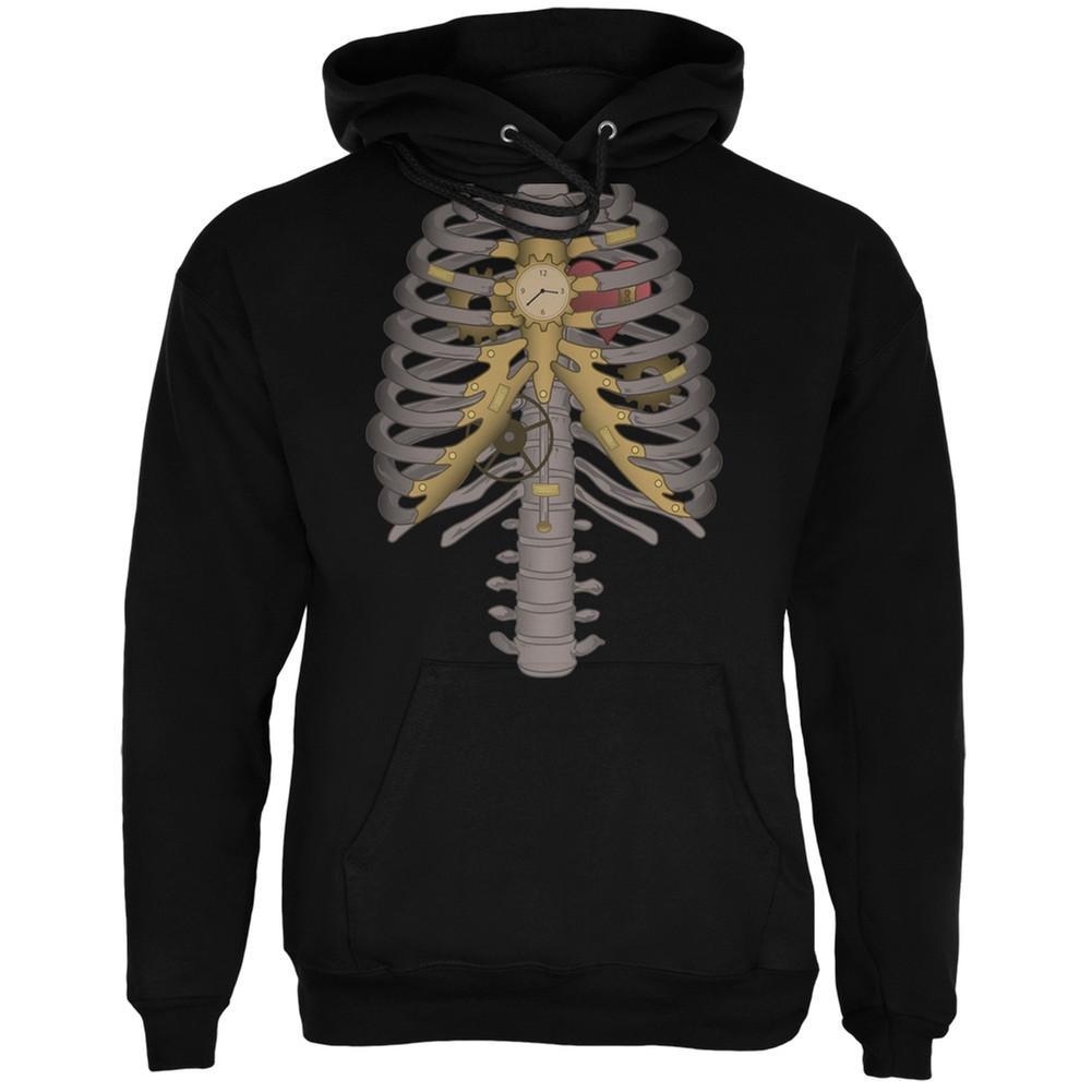 Halloween Steampunk Mechanical Skeleton Costume Black Adult Hoodie