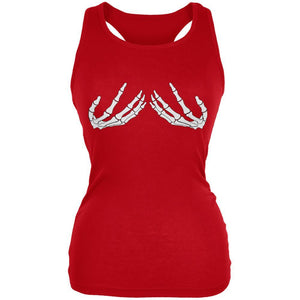 Halloween Skeleton Bra Red Juniors Soft Tank Top