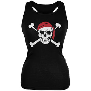 Halloween Jolly Roger Pirate Costume Black Juniors Soft Tank Top