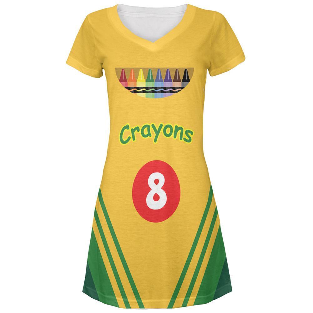 Halloween Crayon Box Costume All Over Juniors V-Neck Dress