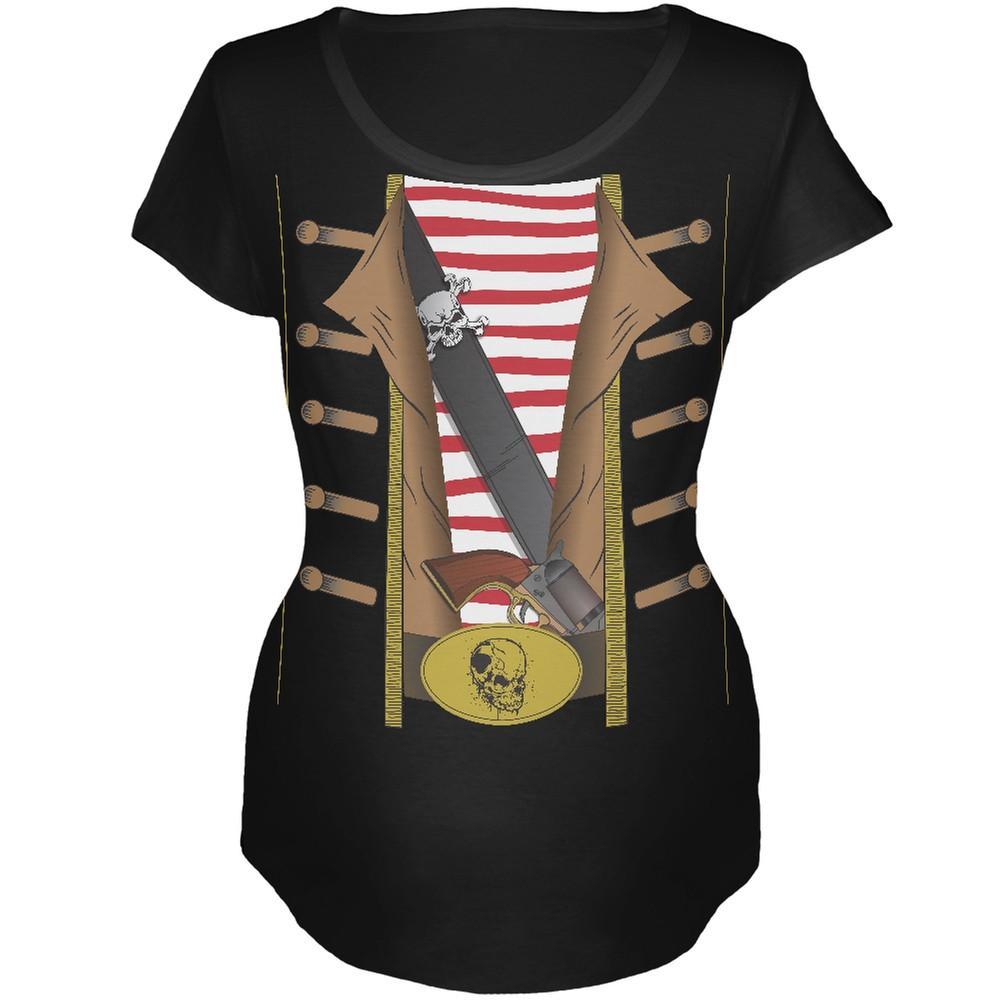 Halloween Pirate Costume Black Maternity Soft T-Shirt