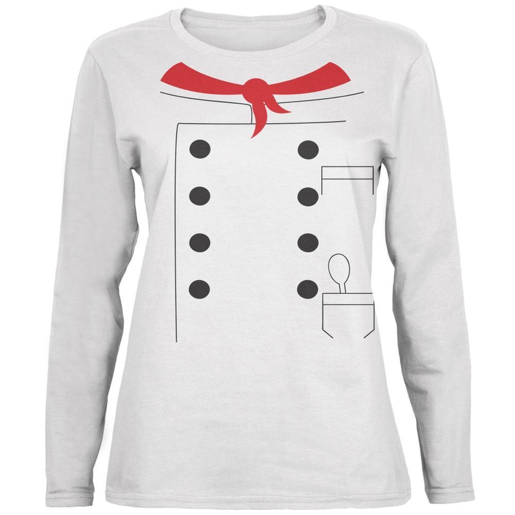 Halloween Chef Costume White Ladies Long Sleeve T-Shirt