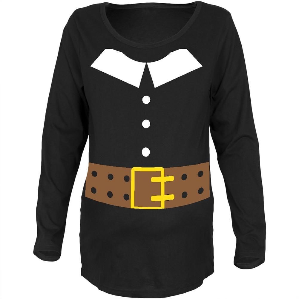 Halloween Pilgrim Costume Black Maternity Soft Long Sleeve T-Shirt