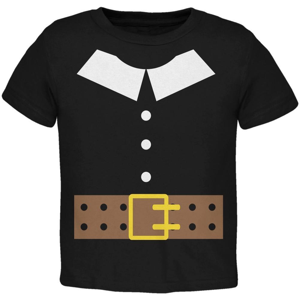 Halloween Pilgrim Costume Black Toddler T-Shirt