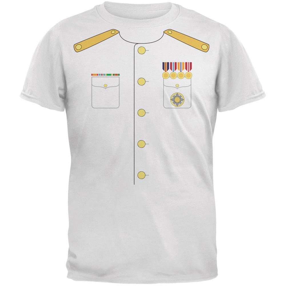 Halloween Navy Admiral Costume White Adult T-Shirt