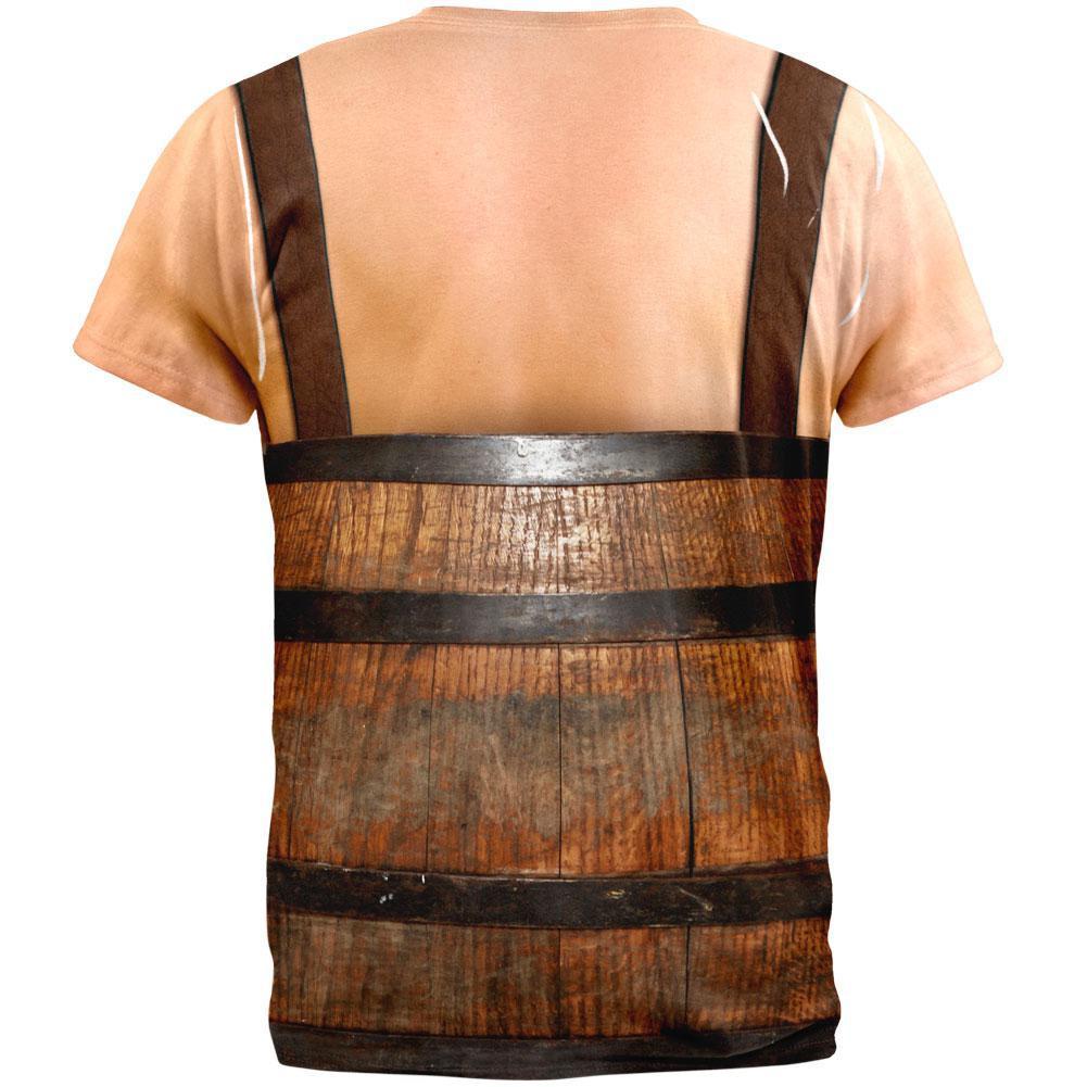 Halloween Man in Barrel Suspenders Costume All Over Adult T-Shirt