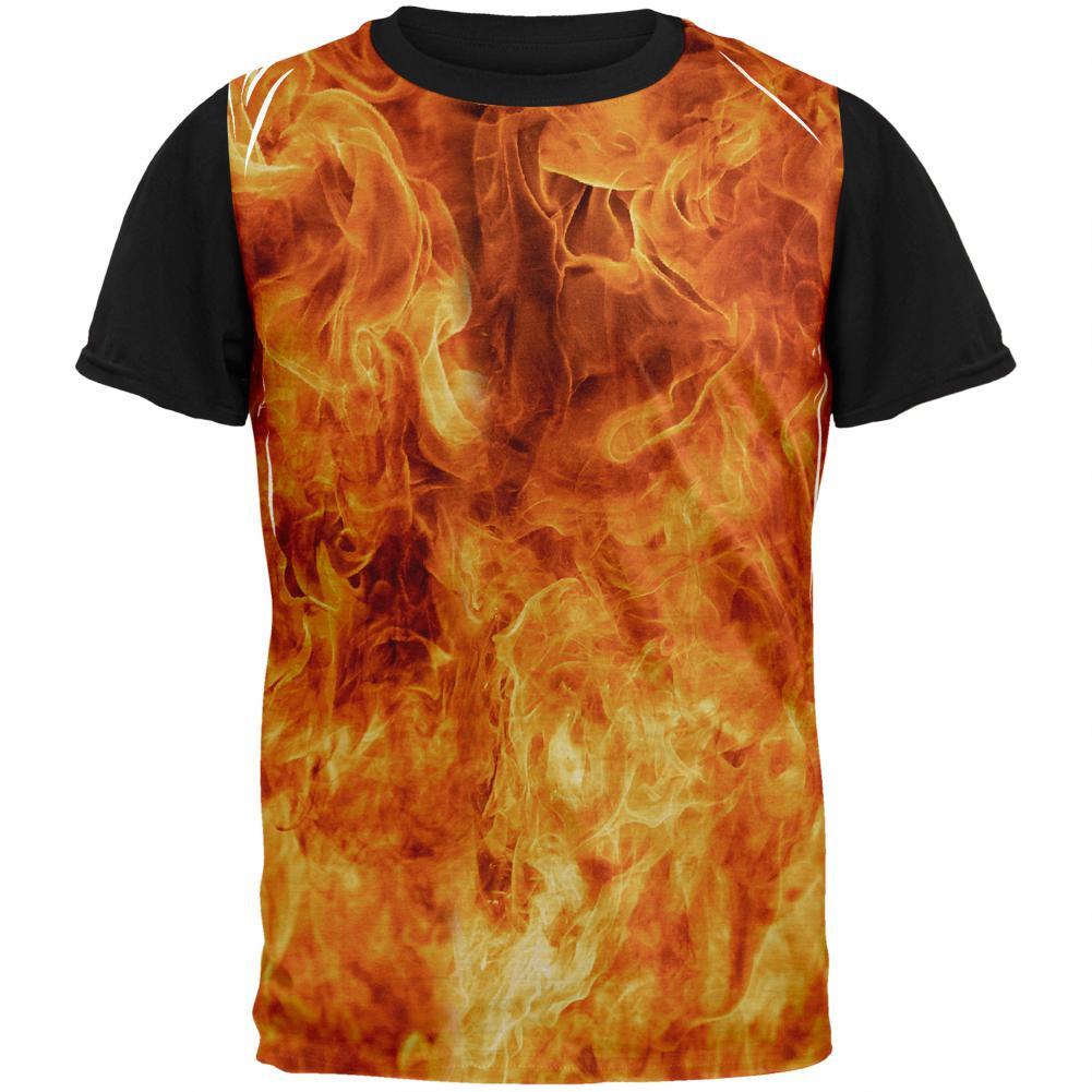 Flames Adult Black Back T-Shirt