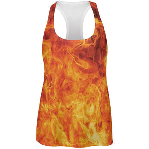 Flames All Over Womens Racerback Tank Top