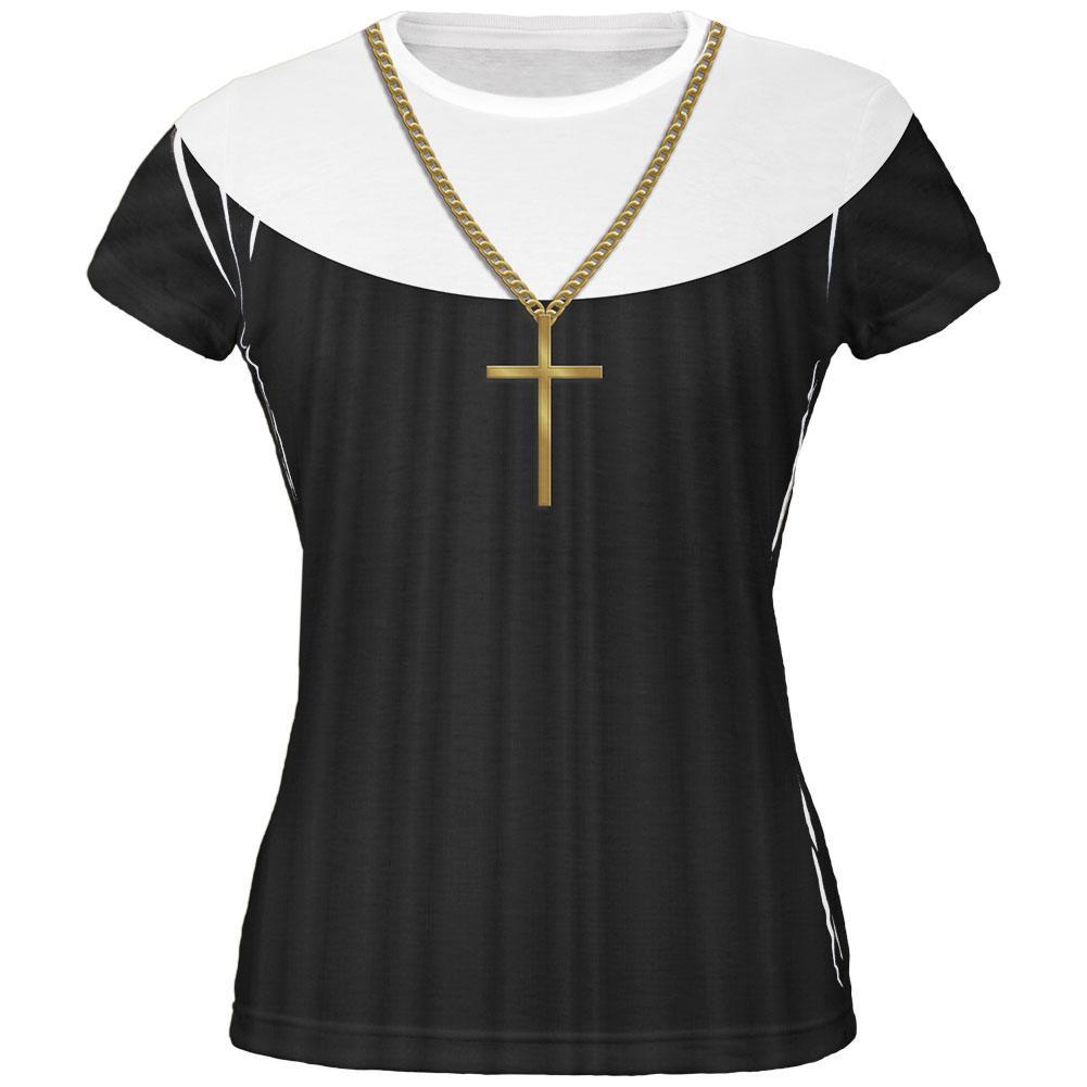 Halloween Nun Habit Costume All Over Juniors T-Shirt