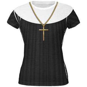 Halloween Nun Habit Costume All Over Juniors T-Shirt