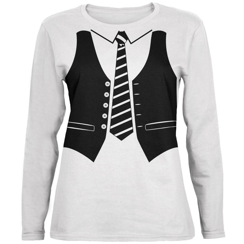 Halloween Vest Costume White Womens Long Sleeve T-Shirt