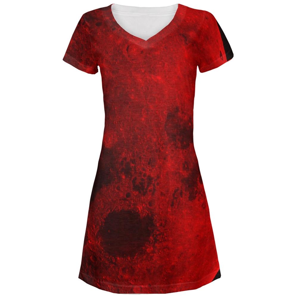 Halloween Blood Moon All Over Juniors V-Neck Dress