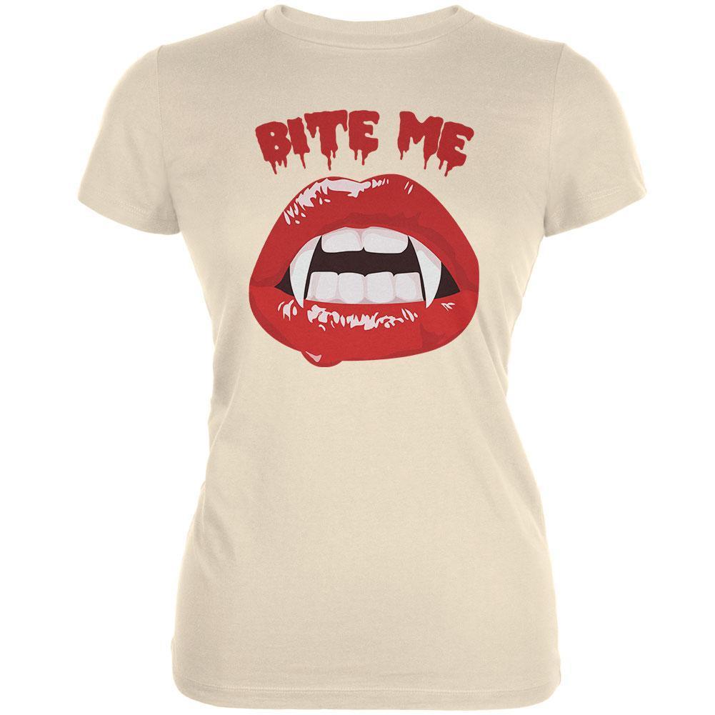 Halloween Vampire Bite Me Cream Juniors Soft T-Shirt