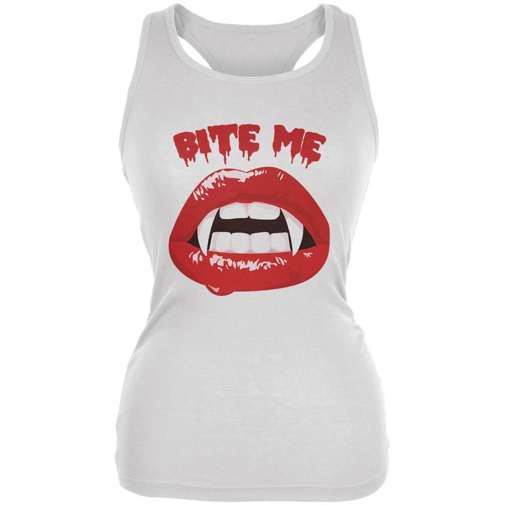 Halloween Vampire Bite Me White Juniors Soft Tank Top