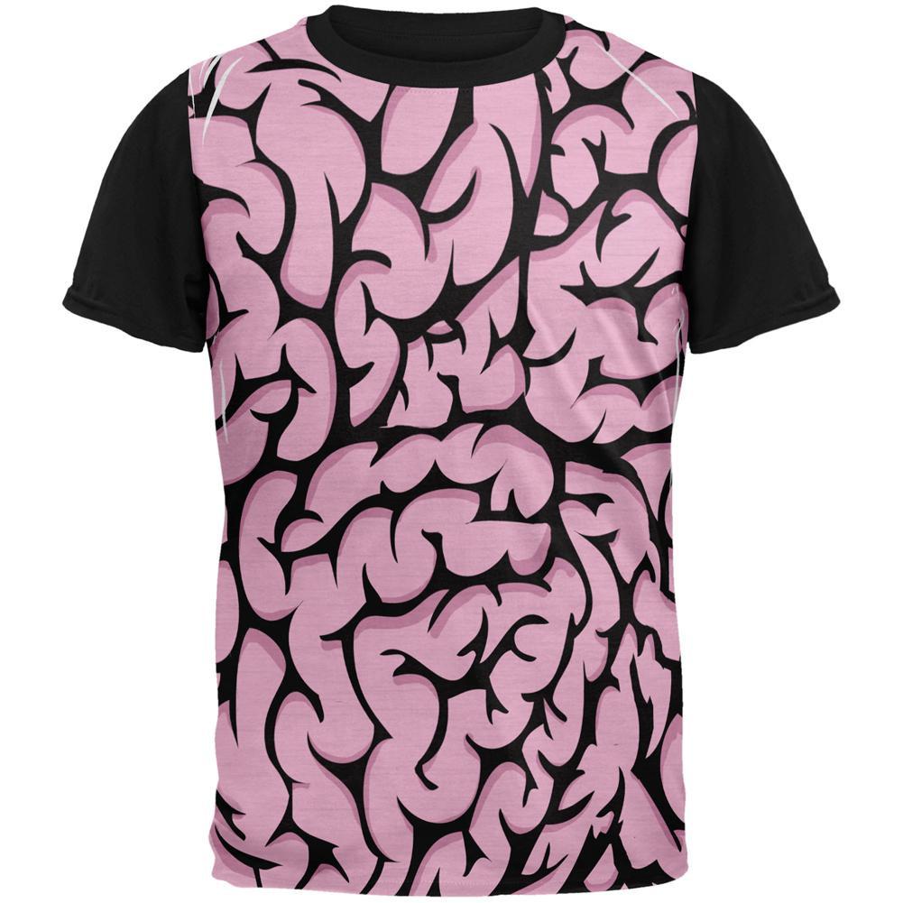 Halloween Pink Brains Adult Black Back T-Shirt