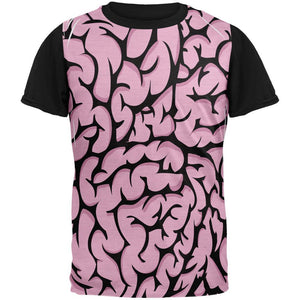 Halloween Pink Brains Adult Black Back T-Shirt