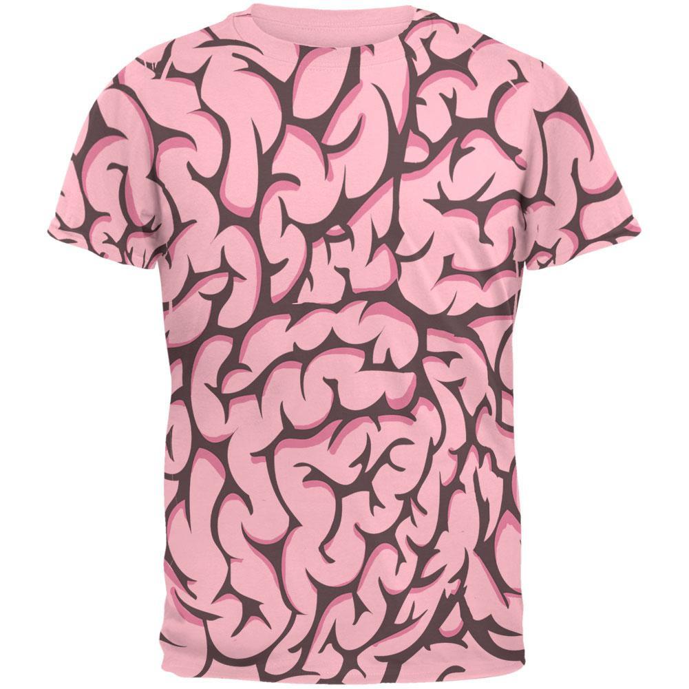 Halloween Pink Brains All Over Pink Adult T-Shirt