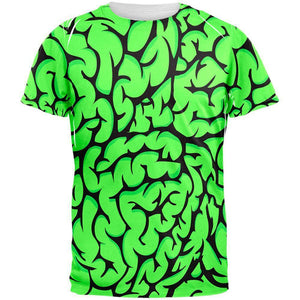 Halloween Green Brains All Over Adult T-Shirt
