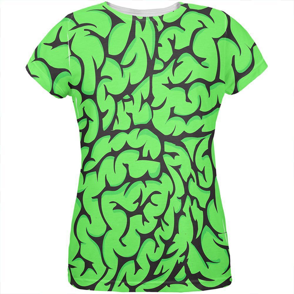 Halloween Green Brains All Over Womens T-Shirt