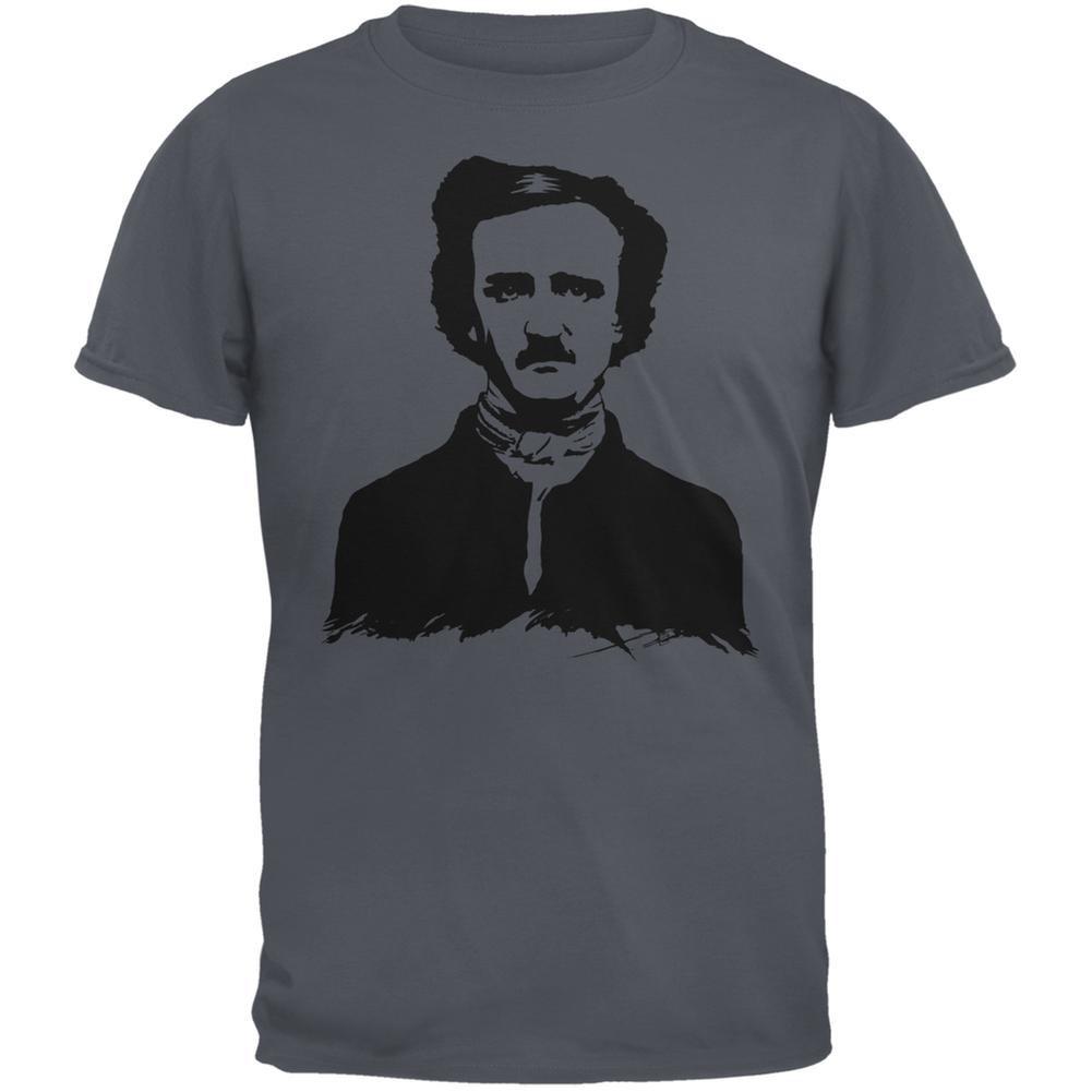Halloween Edgar Allen Poe Charcoal Grey Adult T-Shirt