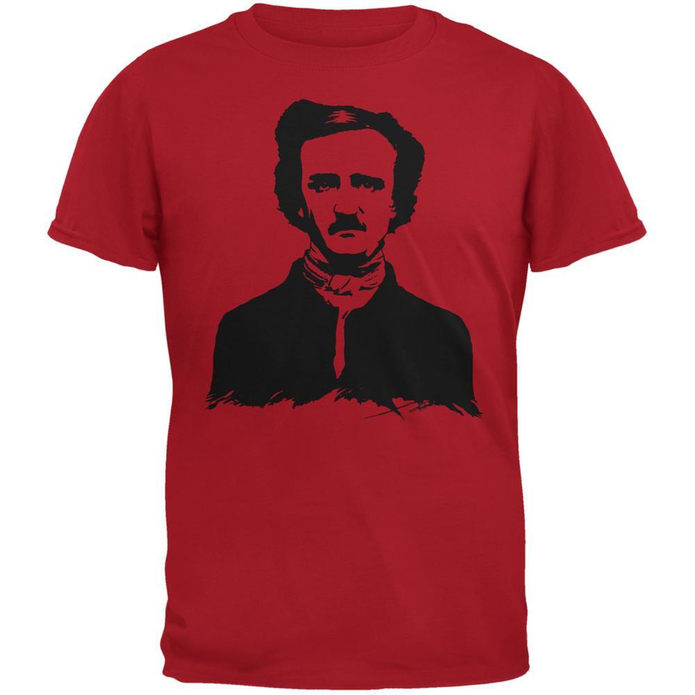 Halloween Edgar Allen Poe Red Adult T-Shirt