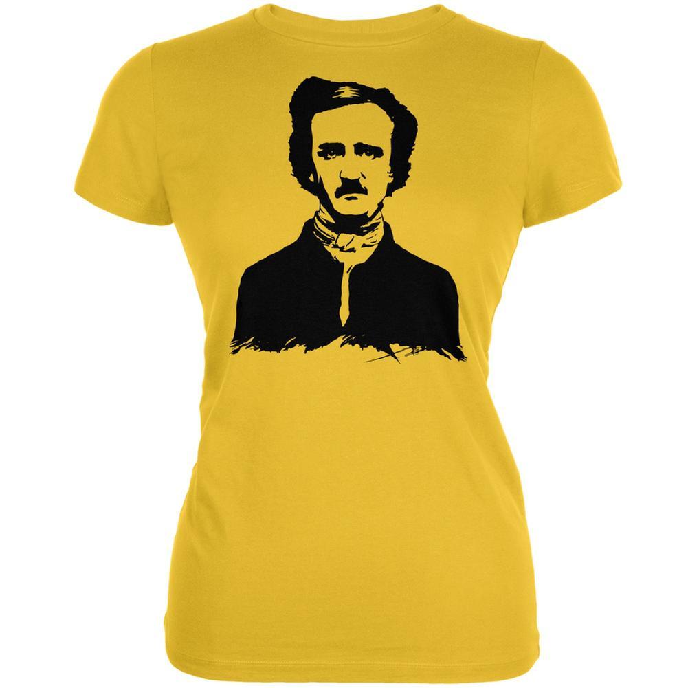 Halloween Edgar Allen Poe Bright Yellow Juniors Soft T-Shirt