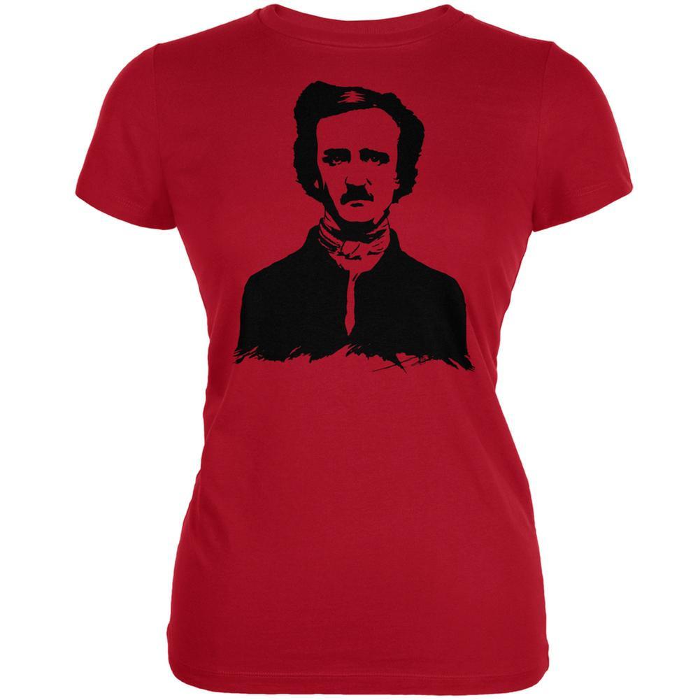 Halloween Edgar Allen Poe Red Juniors Soft T-Shirt