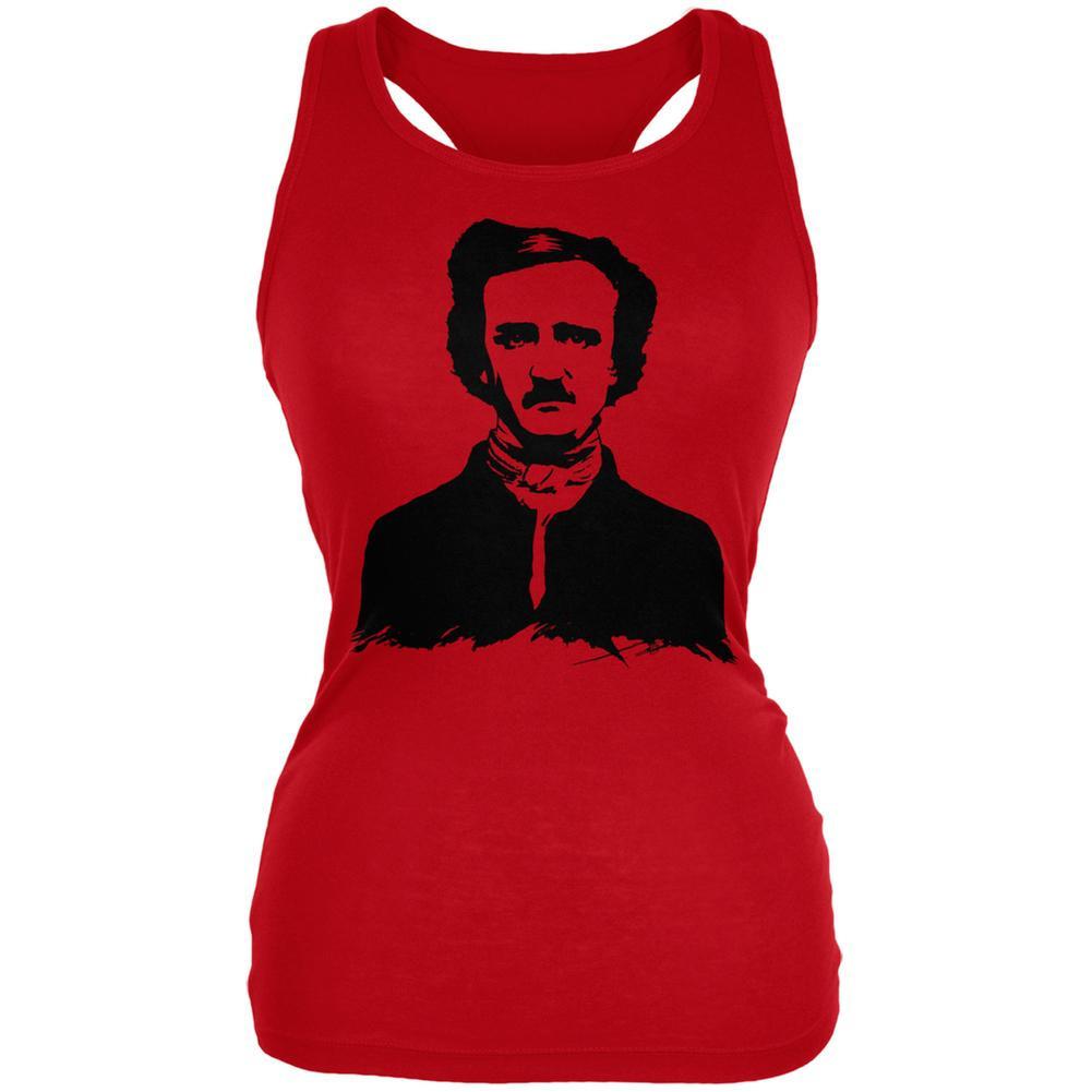Halloween Edgar Allen Poe Red Juniors Soft Tank Top