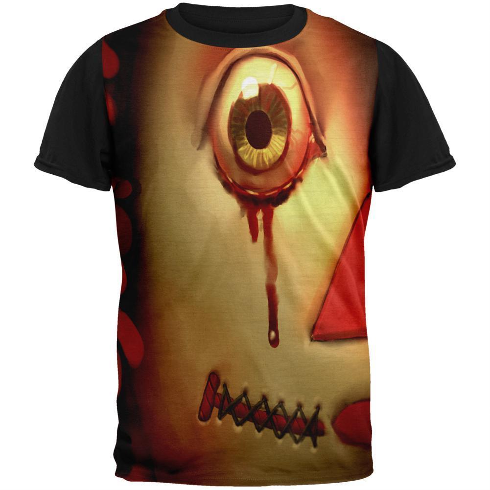 Halloween Haunted Doll Adult Black Back T-Shirt