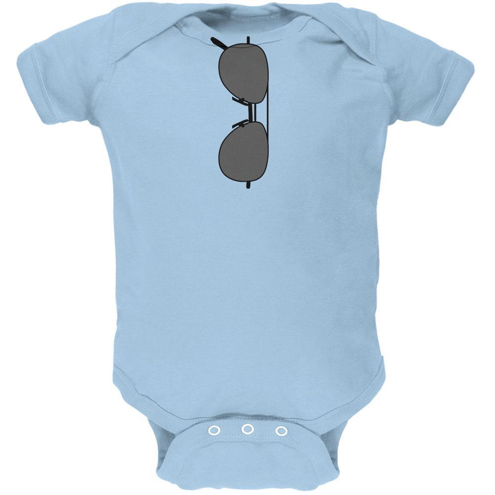 Halloween Aviator Sunglasses Cool Kid Costume Light Blue Soft Baby One Piece