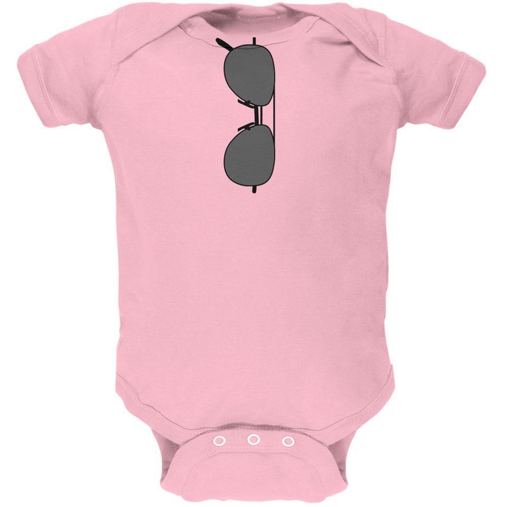 Halloween Aviator Sunglasses Cool Kid Costume Light Pink Soft Baby One Piece