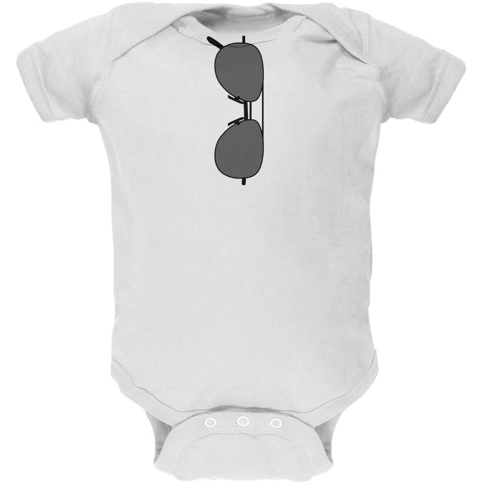 Halloween Aviator Sunglasses Cool Kid Costume White Soft Baby One Piece