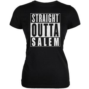 Halloween Straight Outta Salem Black Juniors Soft T-Shirt