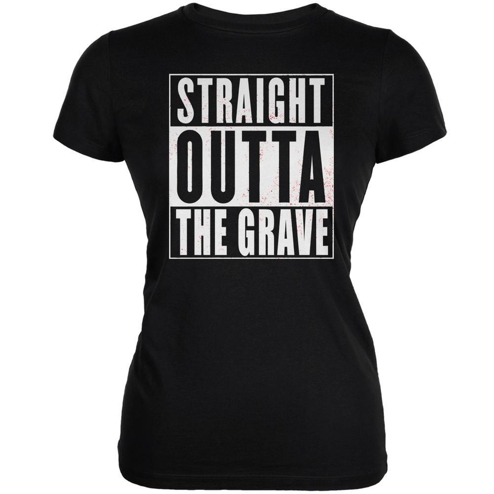 Halloween Straight Outta The Grave Black Juniors Soft T-Shirt