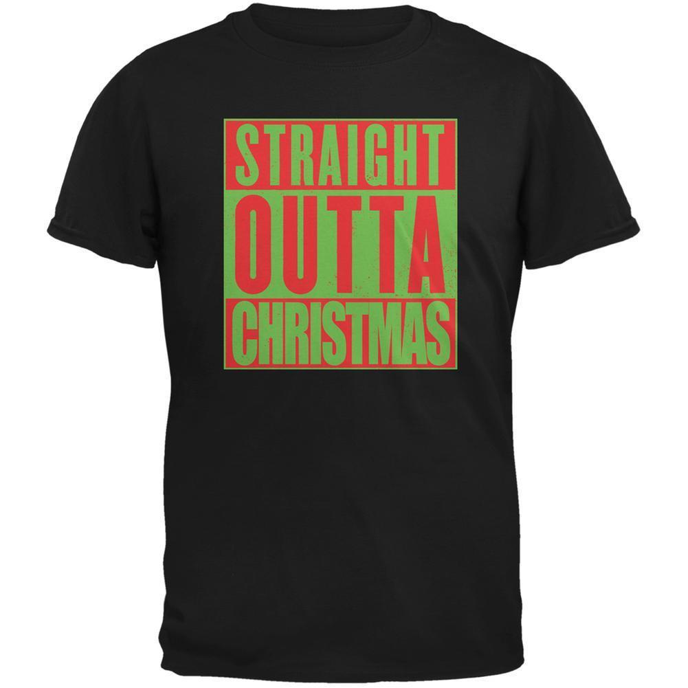 Straight Outta Christmas Black Adult T-Shirt