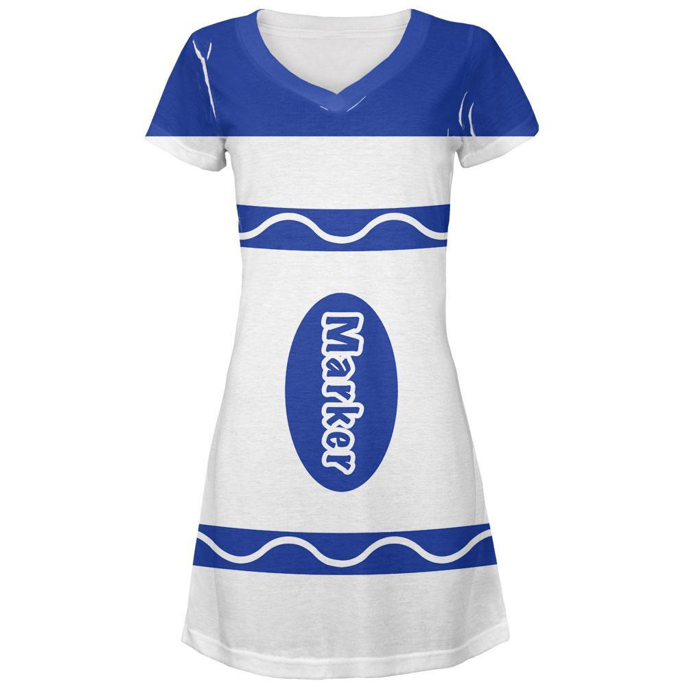 Marker Costume Blue All Over Juniors V-Neck Dress