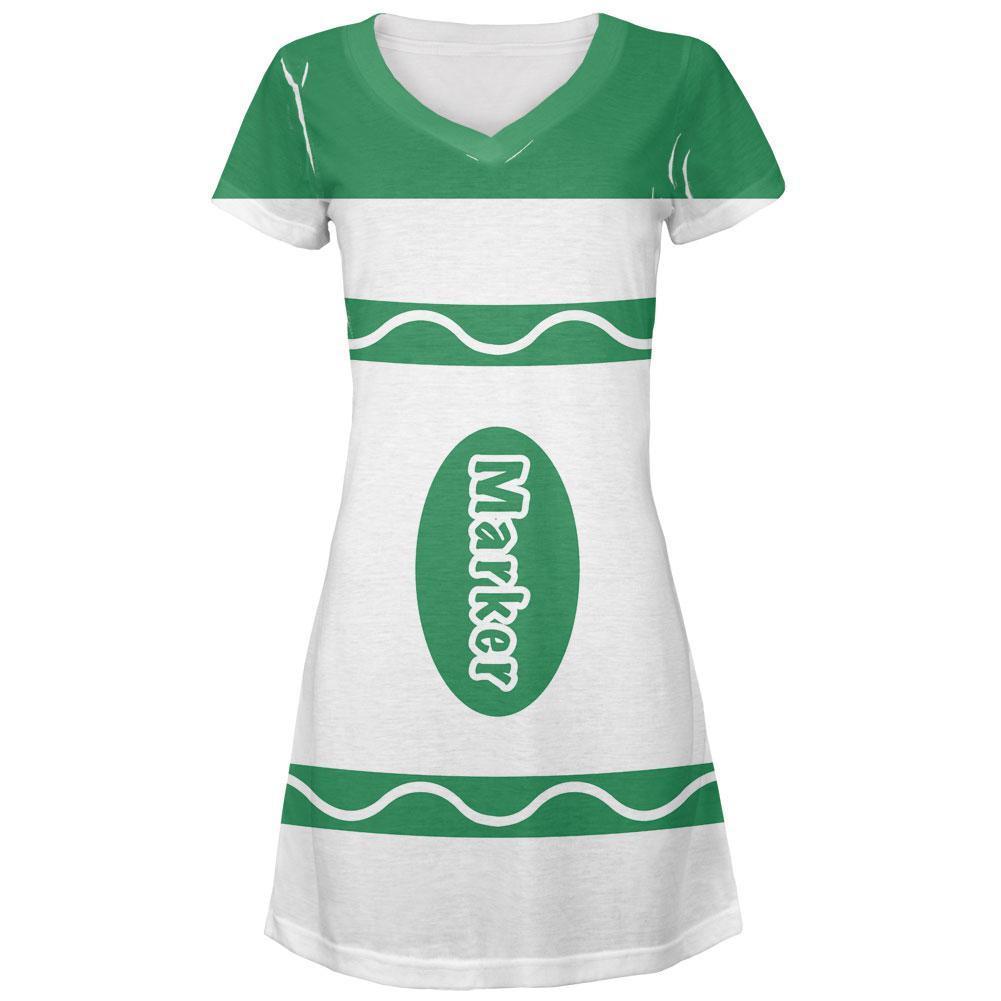Marker Costume Green All Over Juniors V-Neck Dress