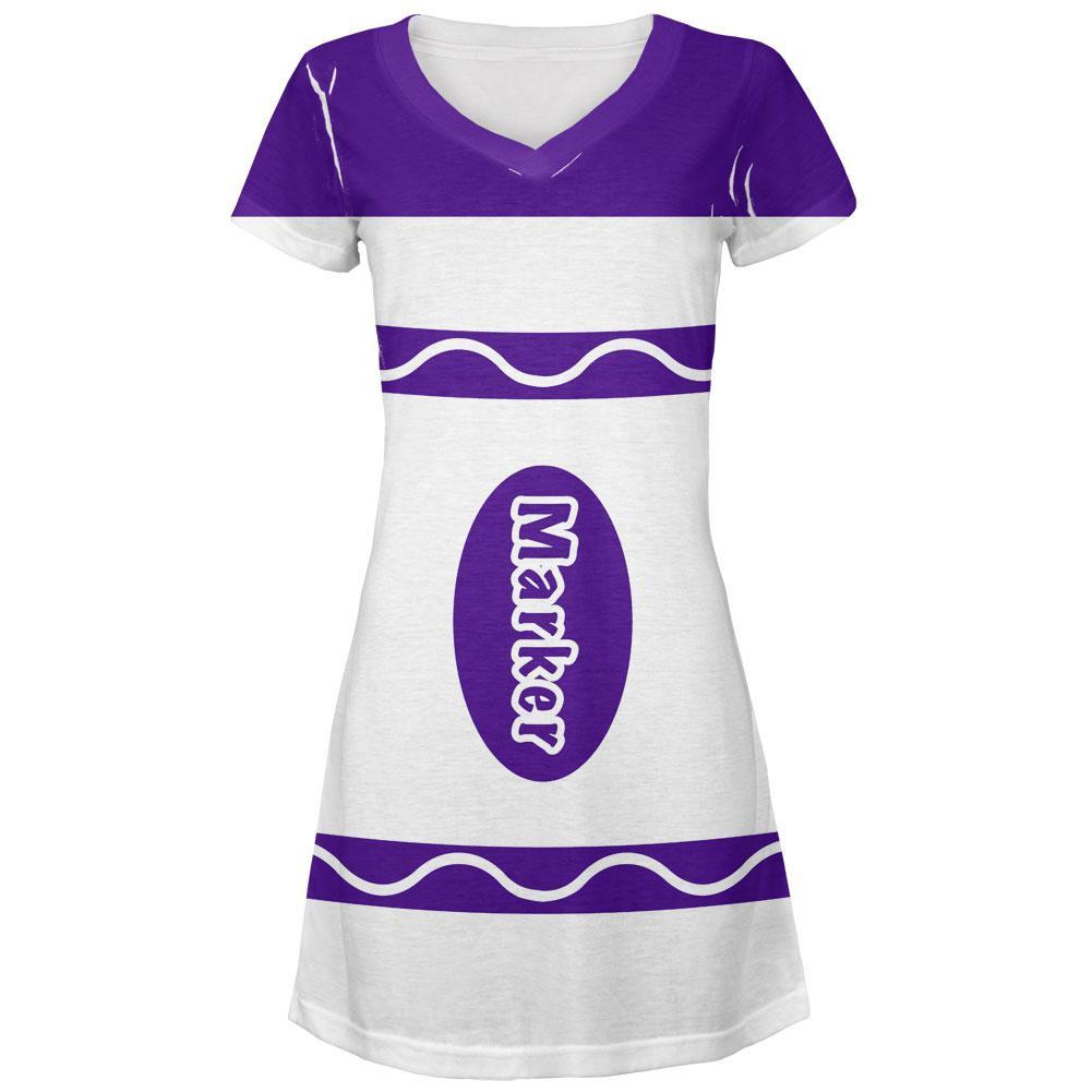 Marker Costume Purple All Over Juniors V-Neck Dress