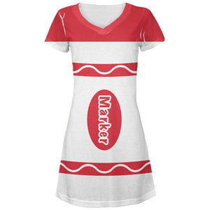 Marker Costume Red All Over Juniors V-Neck Dress