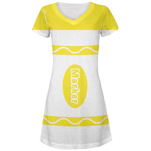 Marker Costume Yellow All Over Juniors V-Neck Dress