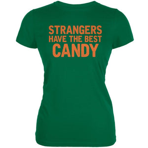 Halloween Strangers Have The Best Candy Kelly Green Juniors Soft T-Shirt