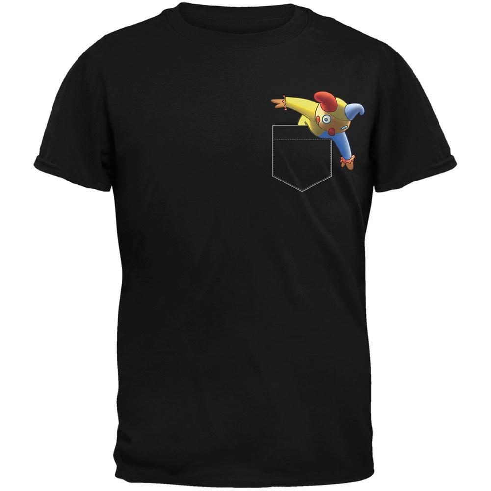 Pocket Halloween Horror Jack-In-The-Box Black Adult T-Shirt