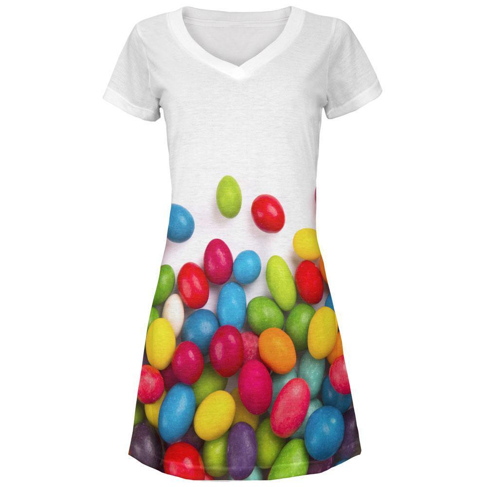 Halloween Jelly Beans All Over Juniors V-Neck Dress